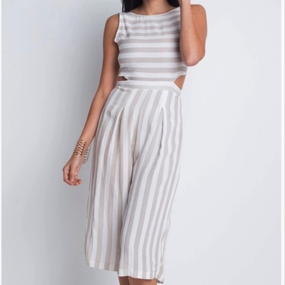 Striped Sleeveless Jumpsuit
